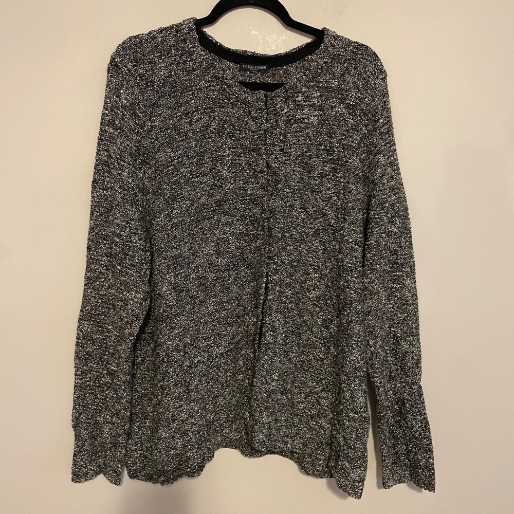 Eileen Fisher‎ Marled Knit Cardigan sweater plus size classic casual minimalist